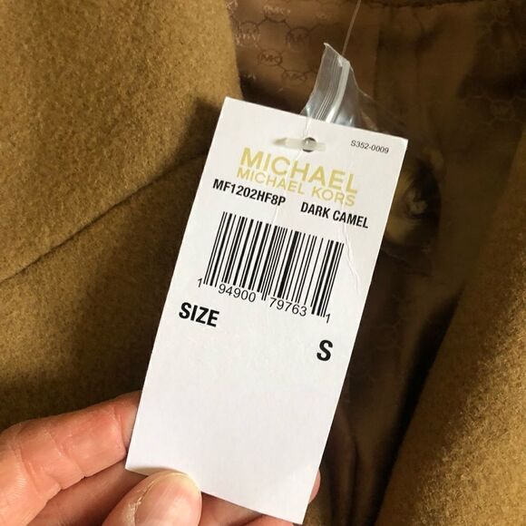 MICHAEL MICHAEL KORS Wool Blend Oversized Coat Dark Camel MF1202HF8P Women’s SM - Picture 4 of 14